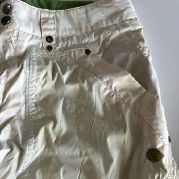 Burton Snowboard Pants, S, Cream w/ Green Accents, pockets, pockets pockets NWOT